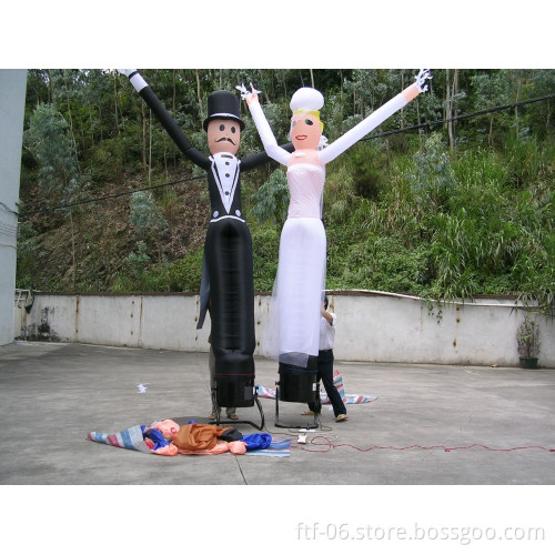 Happy inflatable sky dancer bride and bridegroom
